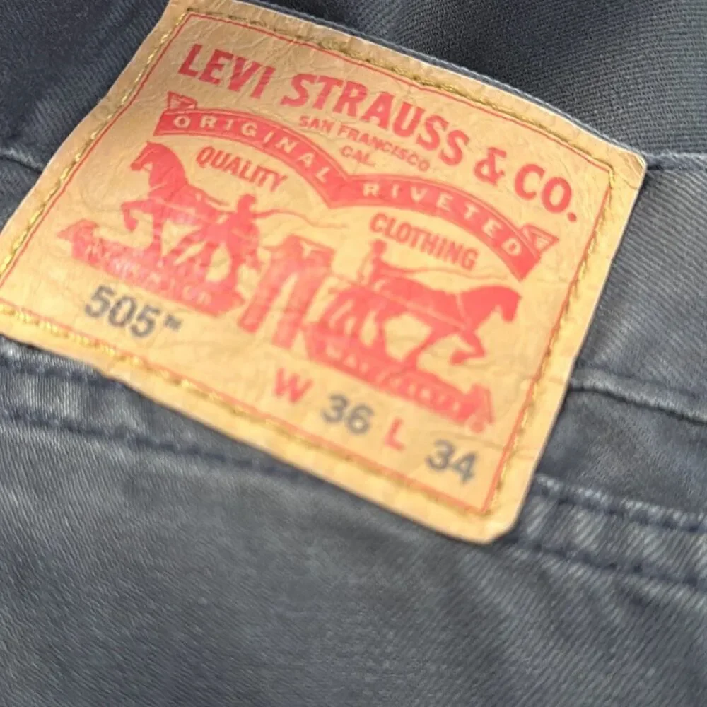 Levi’s Mens‎ 505 Straight Black Jeans Denim size W36 x L34